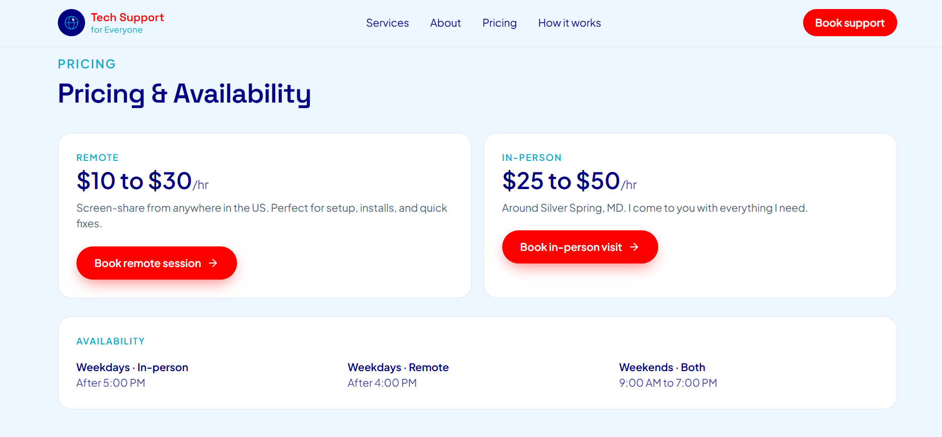 Redesigned Tech Support For Everyone hero with friendly photography